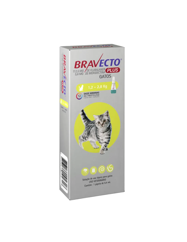 Bravecto Plus Gato 1,2 a 2,8 kgs.